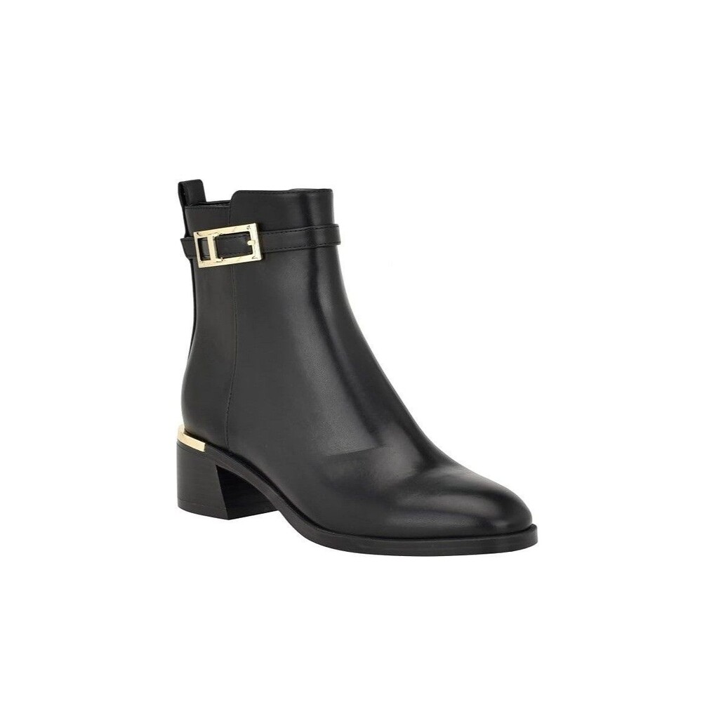 Calvin Klein Womens 6 M Black Jallis Block Heel Ankle Booties NIB MZ1